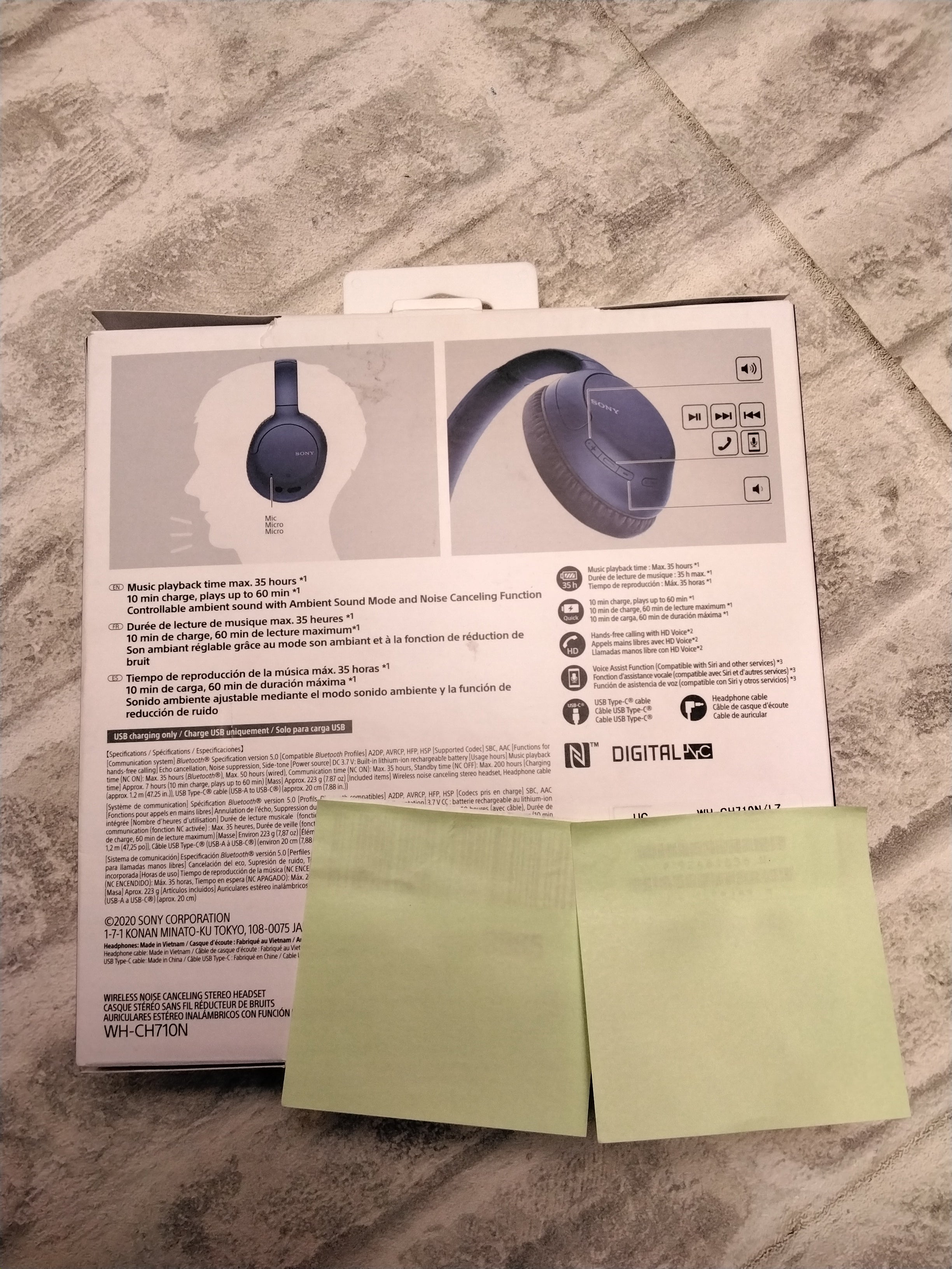 Sony Noise Cancelling Headphones WHCH710N: Bluetooth Headset with Mic, Blue (7679193121006)
